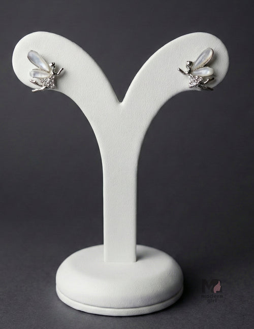 Golden Fairy Wing Stud Earrings