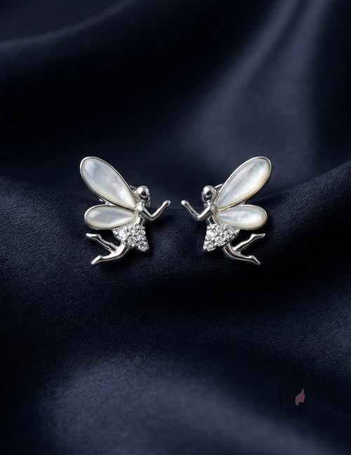 Golden Fairy Wing Stud Earrings