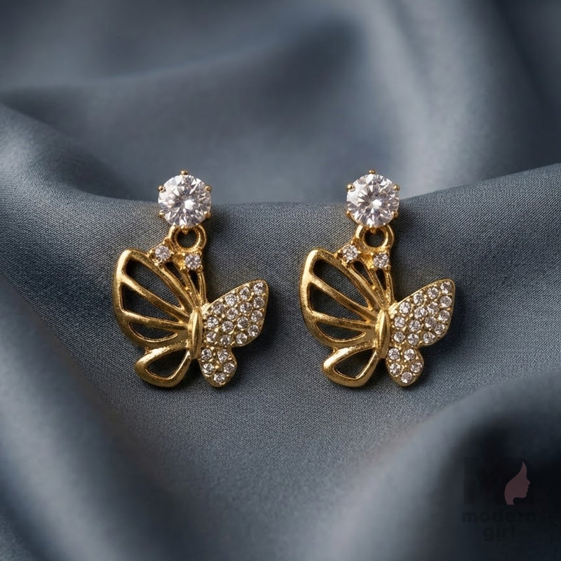 Golden Crystal Flutter Earrings