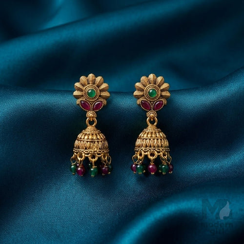 Royal Blossom Temple Jhumka Earrings