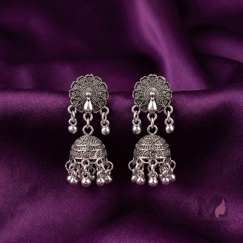 Classic Oxidised Silver Dome Jhumka