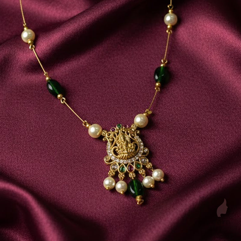 Lakshmi Royal Emerald Invisible Necklace