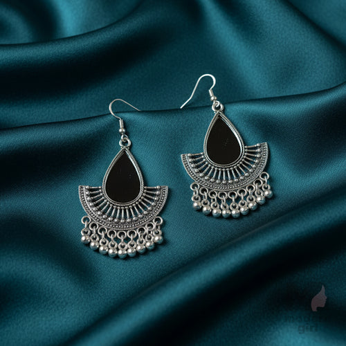 Oxidised Black Teardrop Dangler Earrings