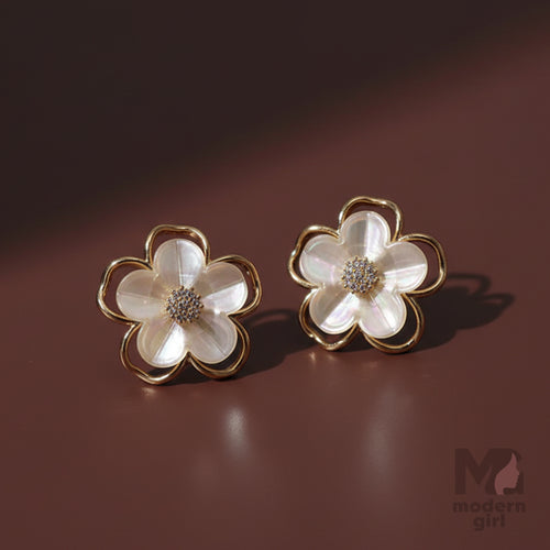 Pearl Petal Blossom Stud Earrings