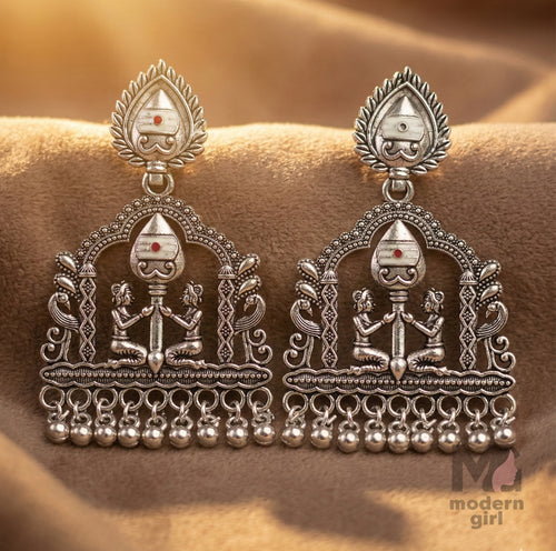 Vel Design Temple Jhumka Earrings with Pearl Drops