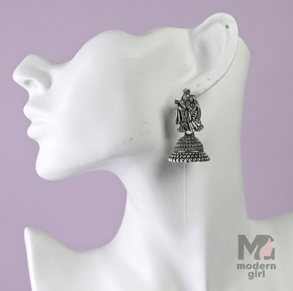 Radha Krishna Temple Jhumka Earrings for Women | Traditional Ethnic Jewelry