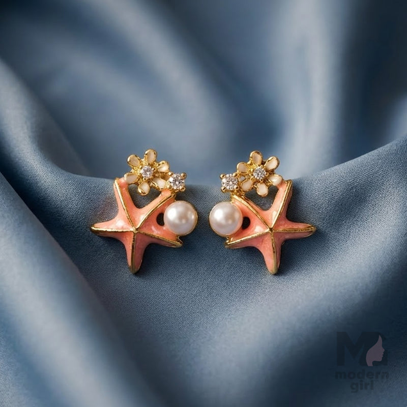 Star Pearl Drops Earrings