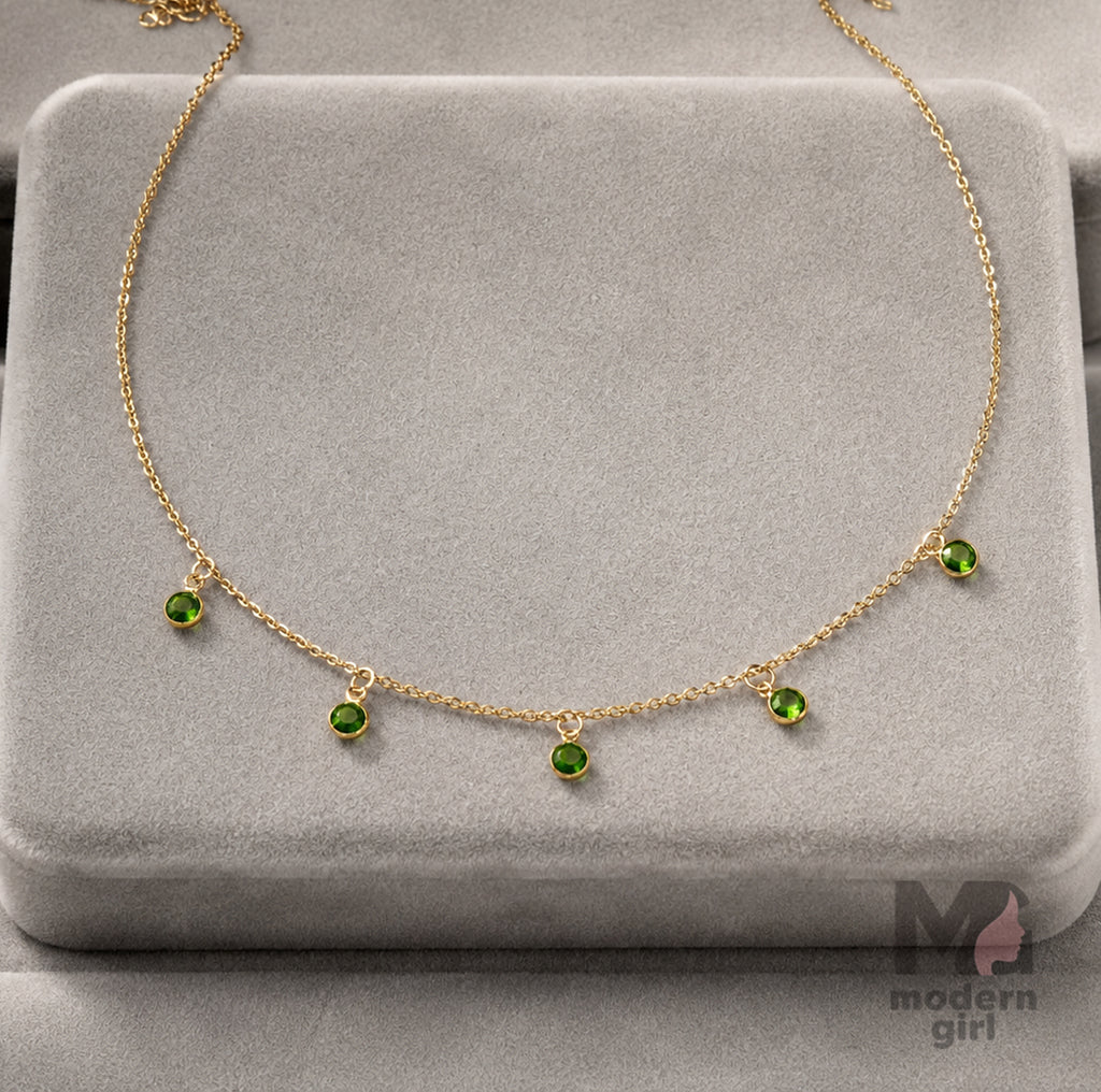 Emerald Drop Charm Necklace