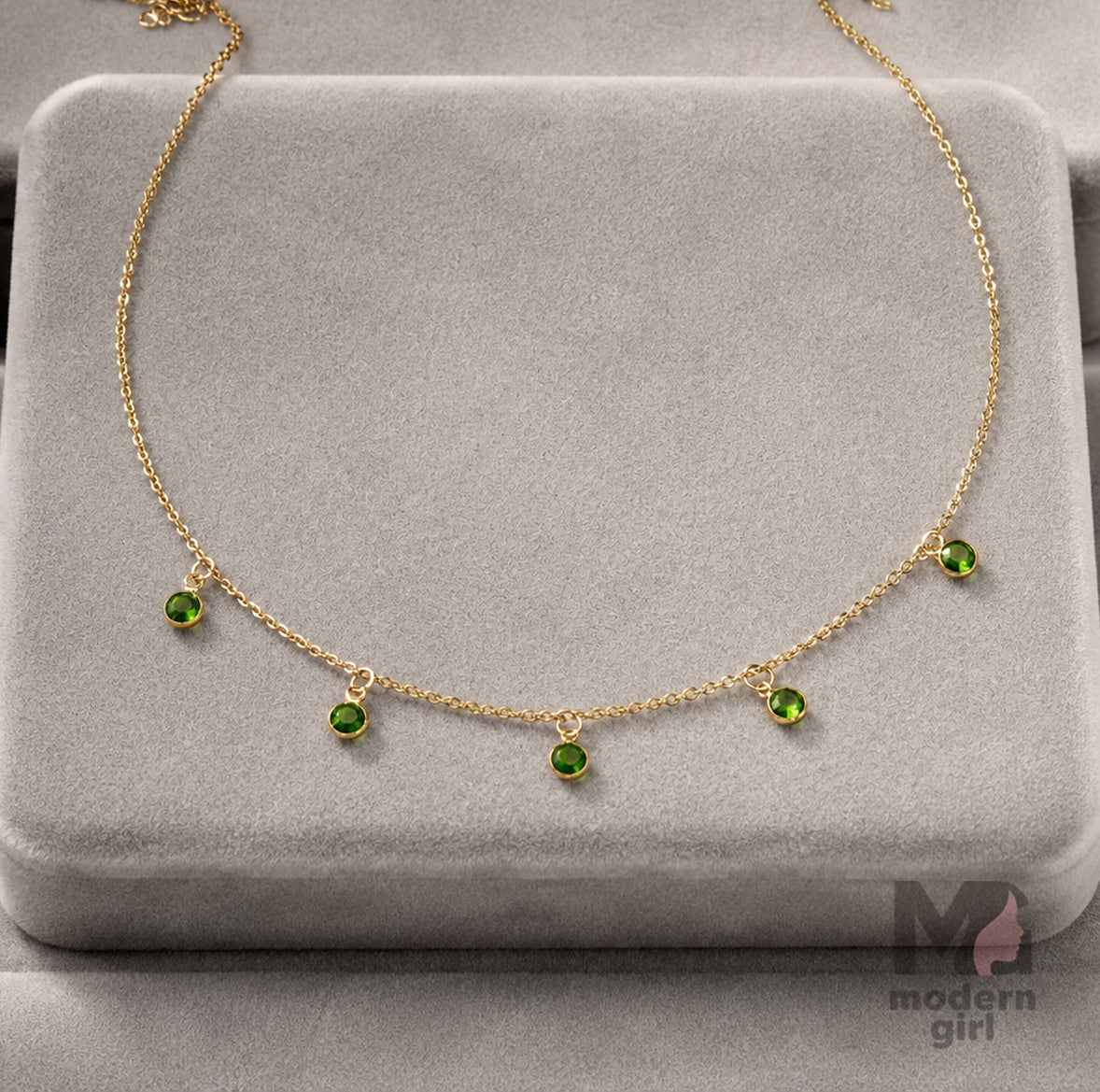 Emerald Drop Charm Necklace