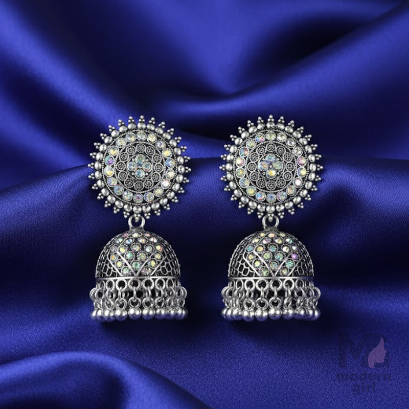 German Silver Stone-Studded Jhumka