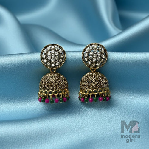 Sparkle Bloom Antique Jhumka