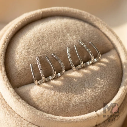 Silver Triple Hoop Elegance Earrings