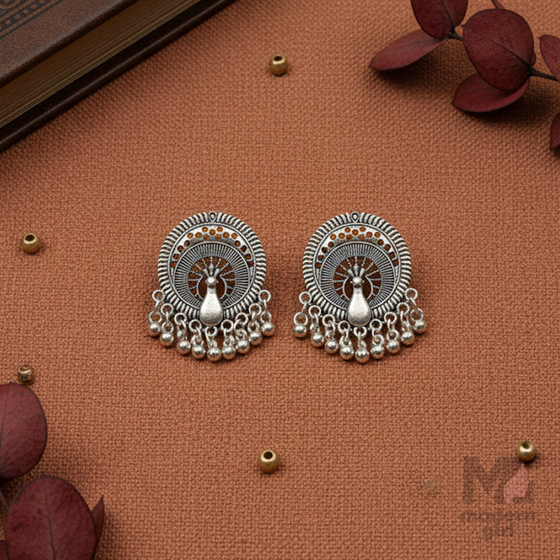 German Silver Peacock Earrings