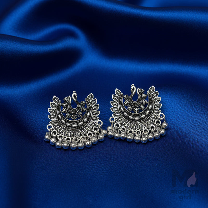 German Silver Peacock Design Earrings
