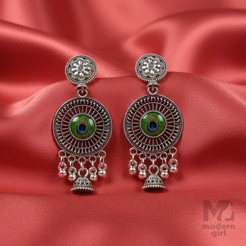 German Silver Peacock Eye Dangler Jhumkas