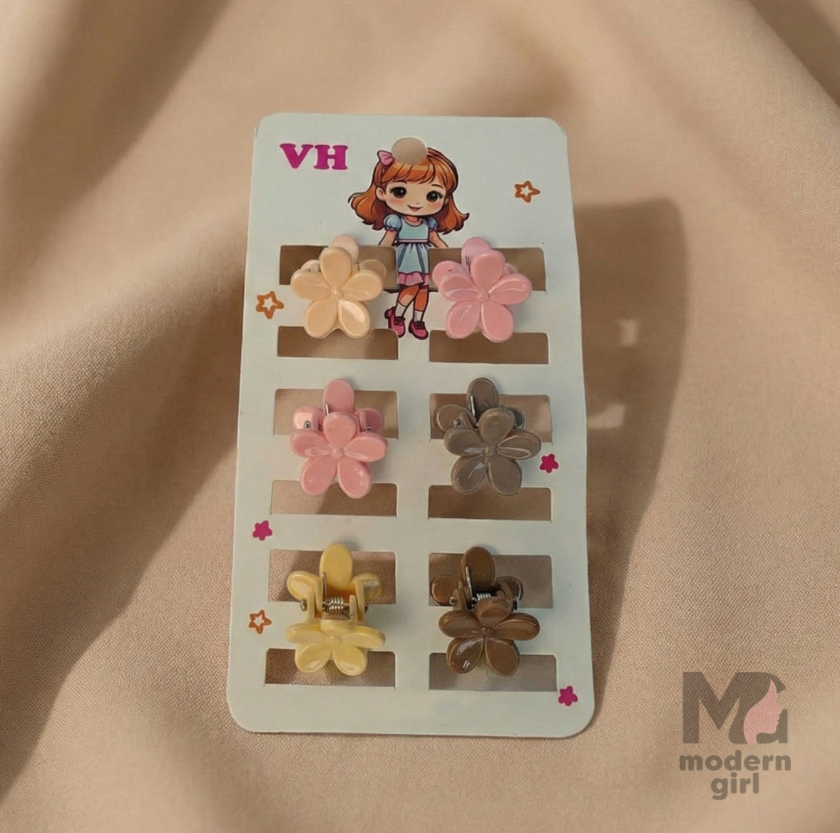 Cute Flower Mini Hair Clip - 6 pieces