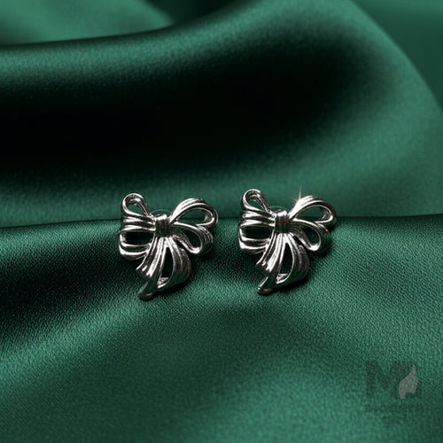 Silver Bow Knot Stud Earrings