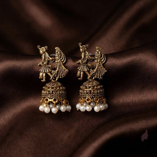 Garba Grace Antique Jhumka Earrings