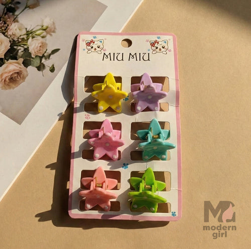 Pastel Mini Star Hair Clip - 6 pieces