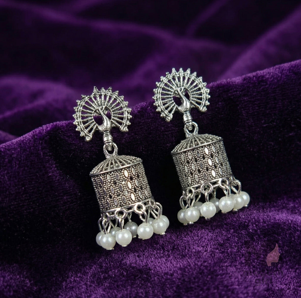 Designer Peacock Jhumka Earrings for Women | Traditional Pearl Drop Jewelry