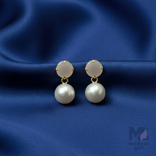 White Elegant Pearl Drop Earrings