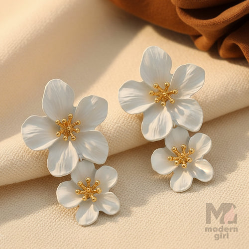 White Blossom Statement Earrings