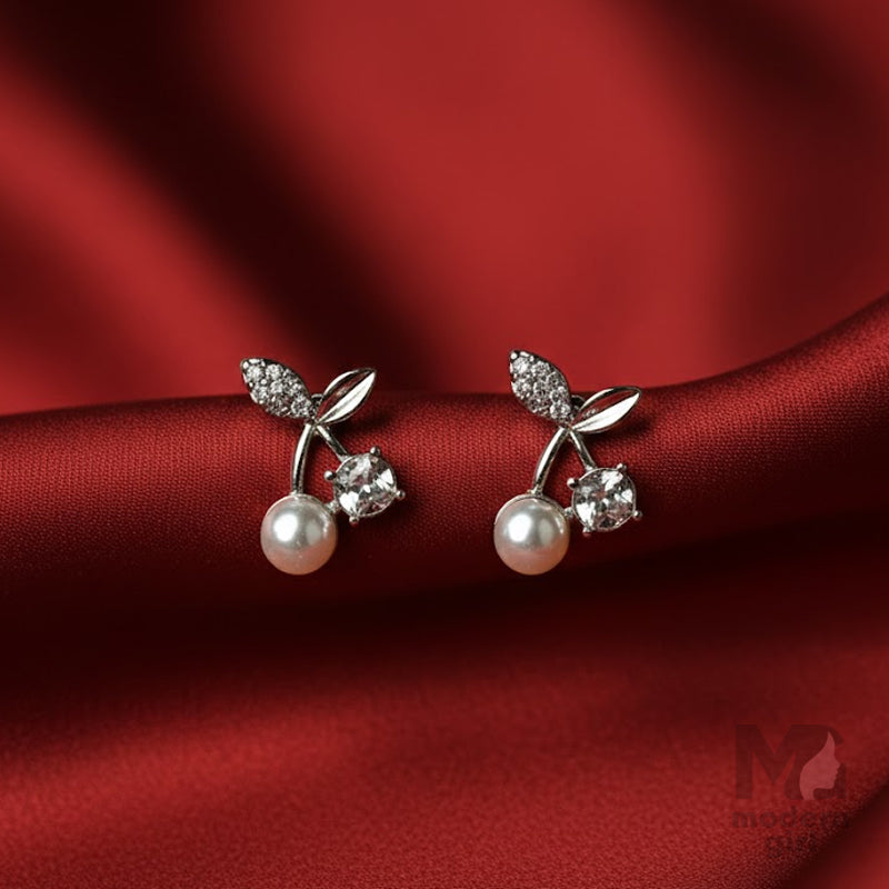 Pearl Crystal Cherry Studs