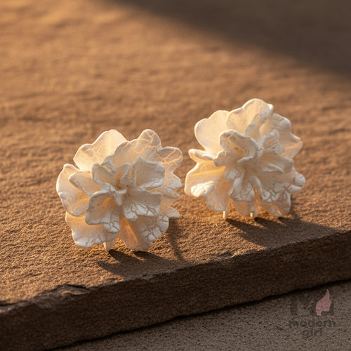 Elegant White Blossom Stud Earrings – Handmade Floral Jewelry
