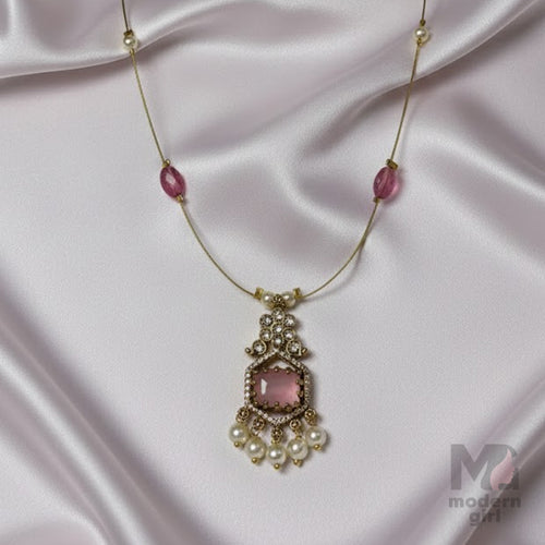 Luxury Pink Pendant Invisible Chain Necklace