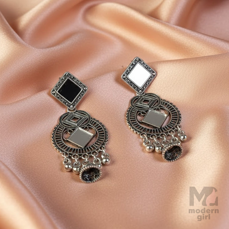 German Silver Geometric Mirror Earrings