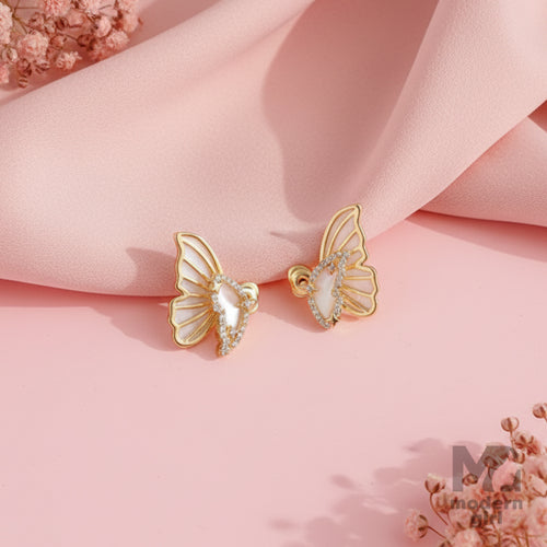 Golden Wing Crystal Stud Earrings