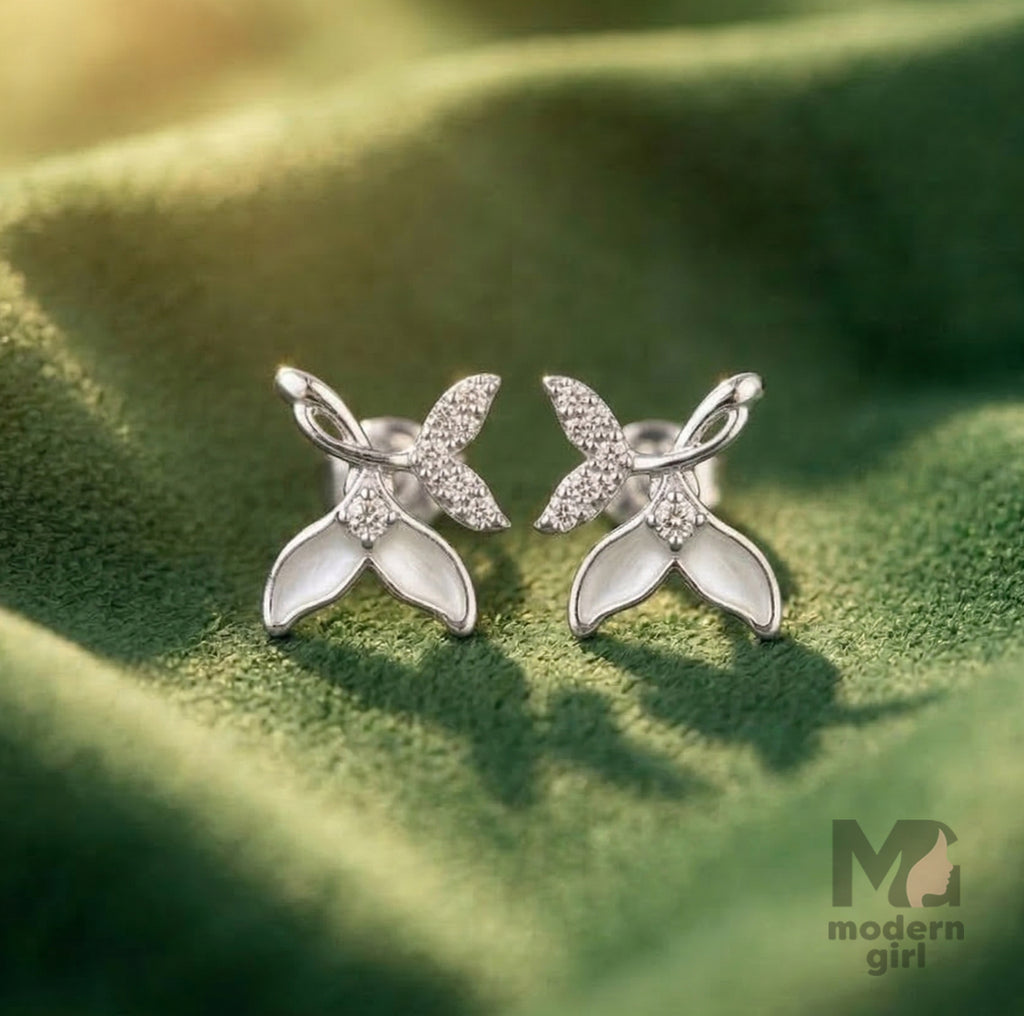 Leaf Crystal Stud Earrings