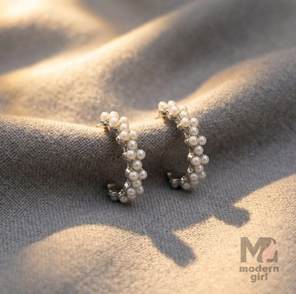 Elegant Pearl Hoop Earrings