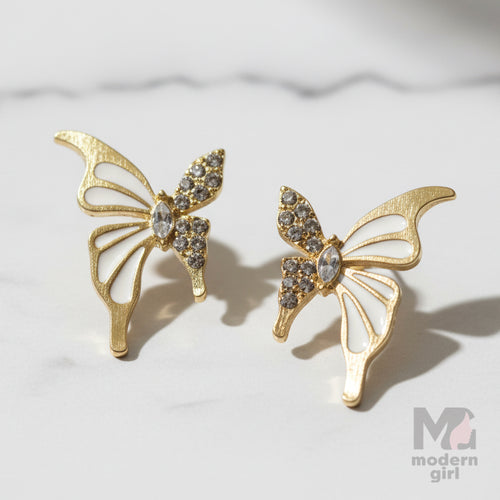 Elegant Butterfly Gold-Plated Earrings with CZ Stones – Modern Girl Collection