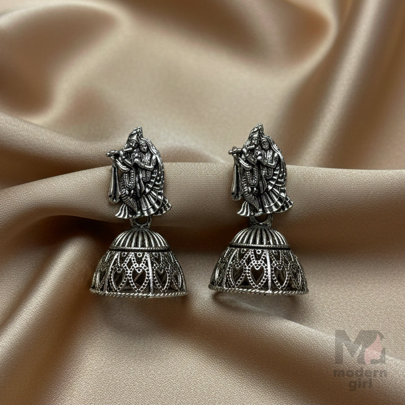German Silver Radha Krishna Jhumka