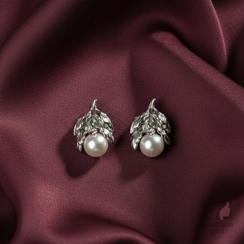 Pearl Leaf Elegance Studs