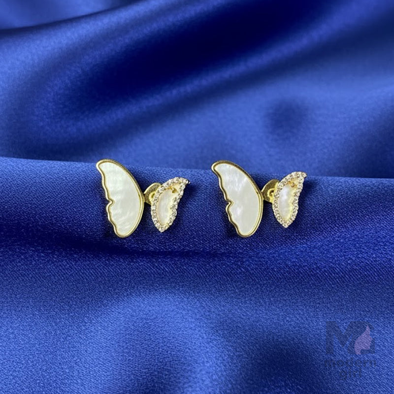 Golden Wing Crystal Stud Earrings