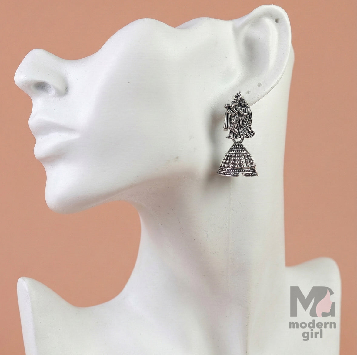 Radha Krishna Antique Jhumka Earrings