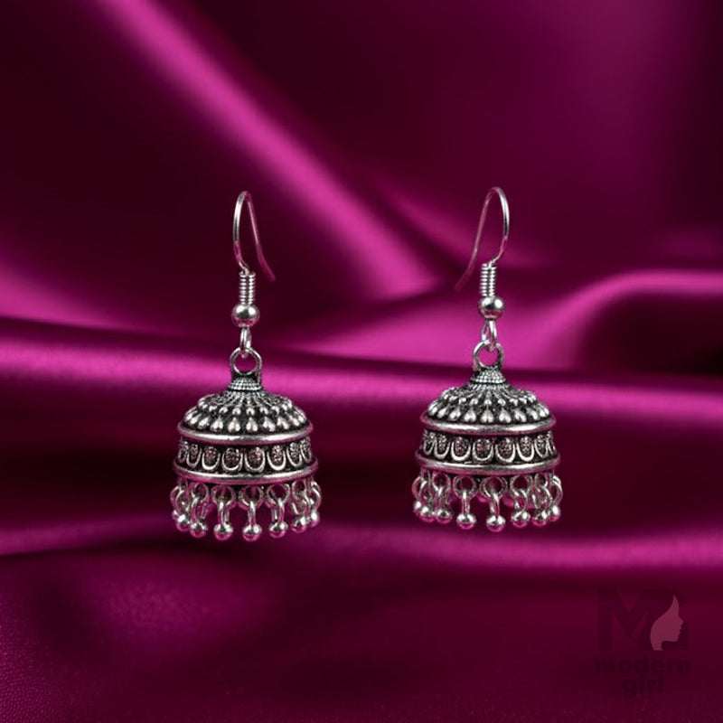 Classic Oxidized Silver Jhumka Earrings