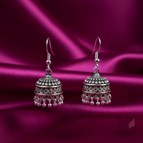 Classic Oxidized Silver Jhumka Earrings