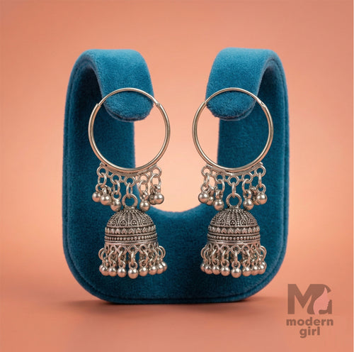 Traditional Hoop Jhumka Earrings with Pearl Drops