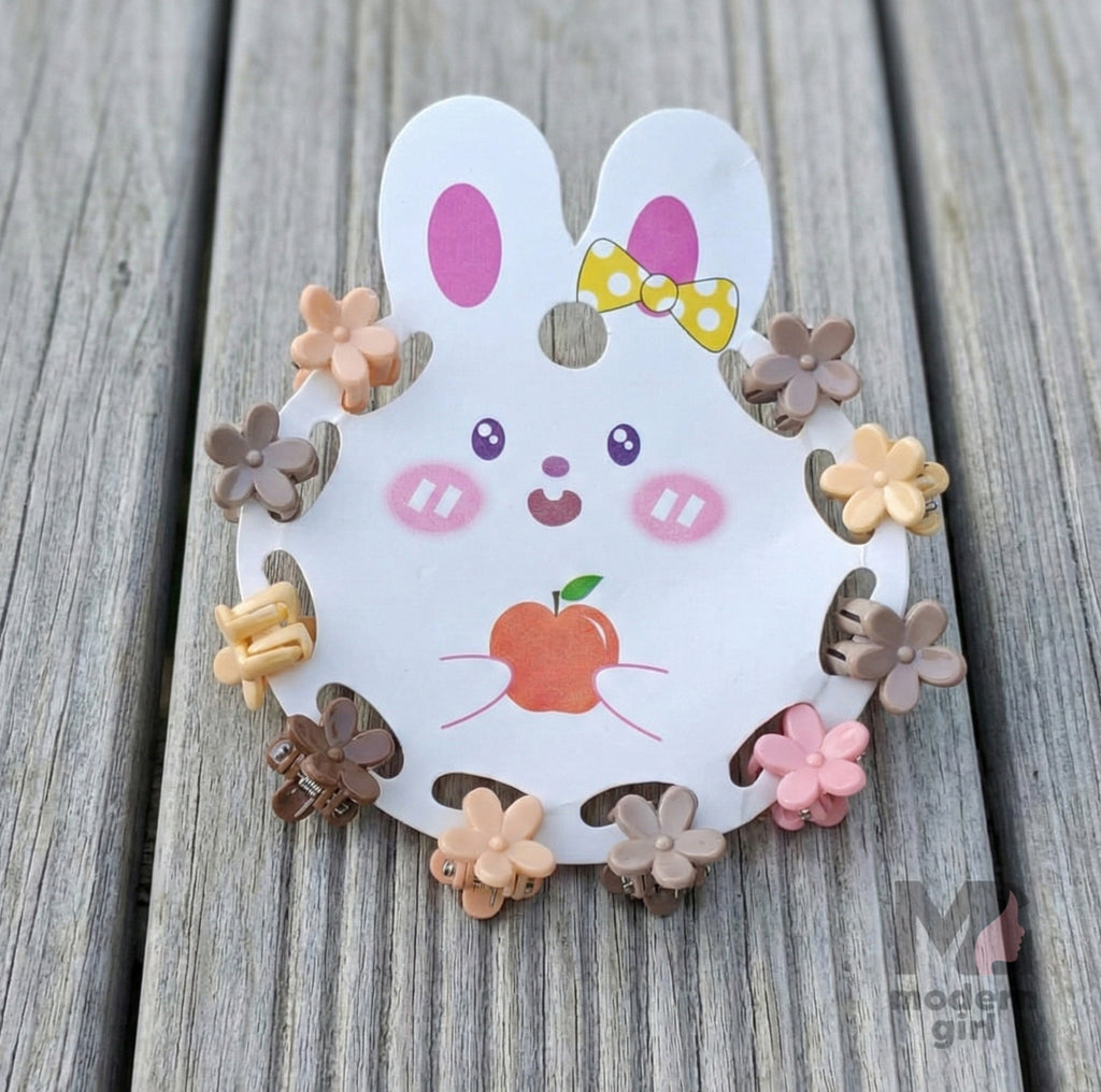 Cute Flower Mini Hair Clip - 10 pieces