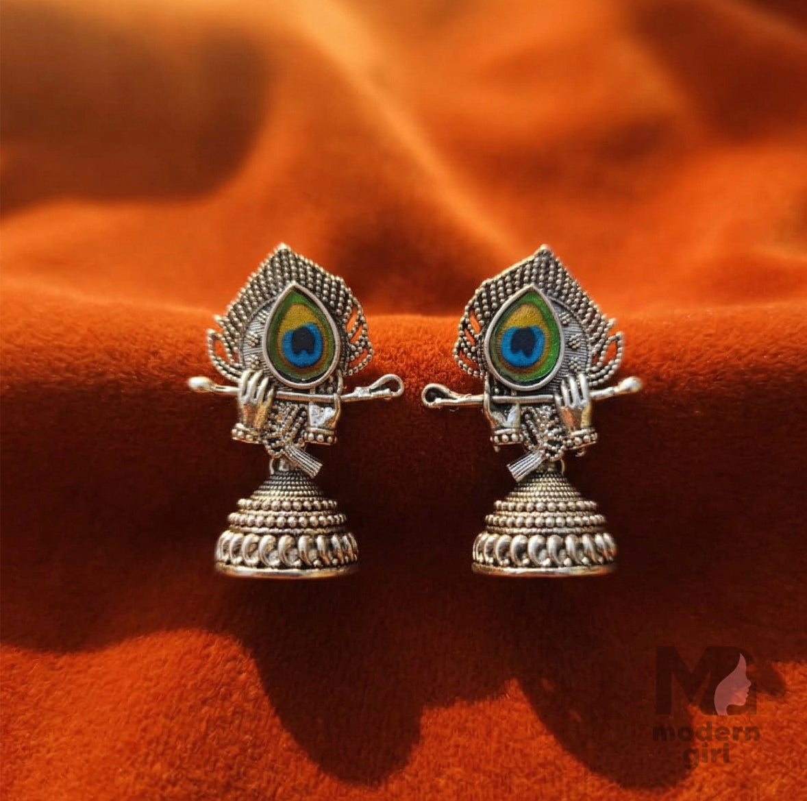 Krishna Peacock Feather Jhumka