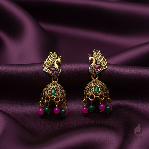 Peacock Jhumka Earrings
