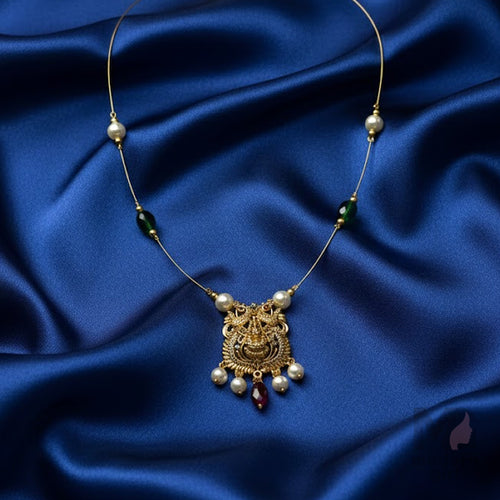 Lakshmi Green Ruby Invisible Chain Necklace