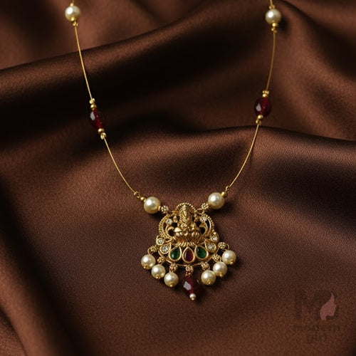 Lakshmi Emerald Ruby Invisible Chain Necklace