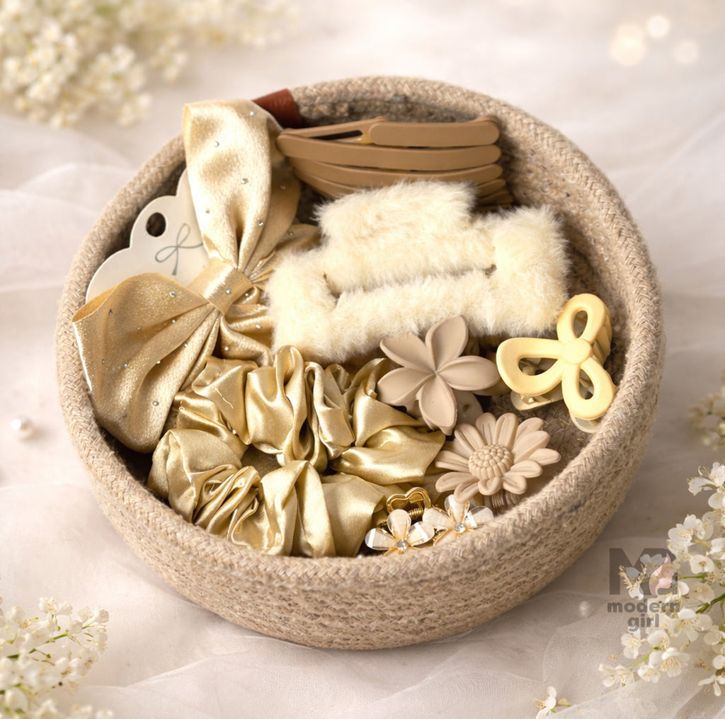 Elegant Beige & Gold Hair Accessory