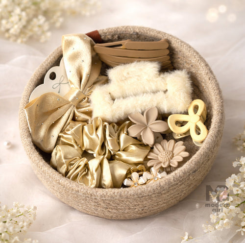 Elegant Beige & Gold Hair Accessory