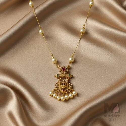 Temple Lakshmi Pearl Aura Invisible Necklace