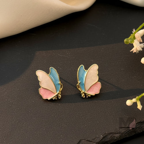 Enamel Butterfly Stud Earrings